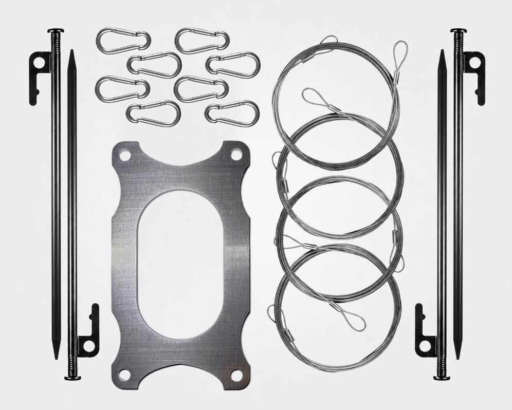 Mummy Kit WITH STRAIGHT STAKES - Bracket, Clips, Wire, and Heavy-Duty Straight Stakes