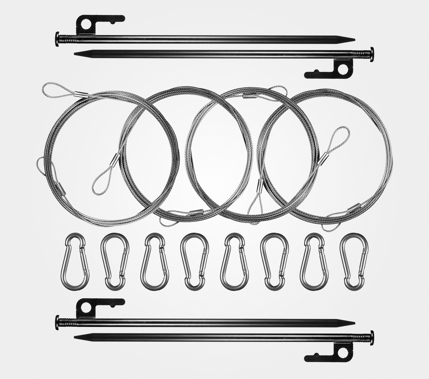 Bracketless Kit WITH STRAIGHT STAKES - DIY Clips, Wire, and Heavy-Duty Spiral Stakes - useful for lots of tall props
